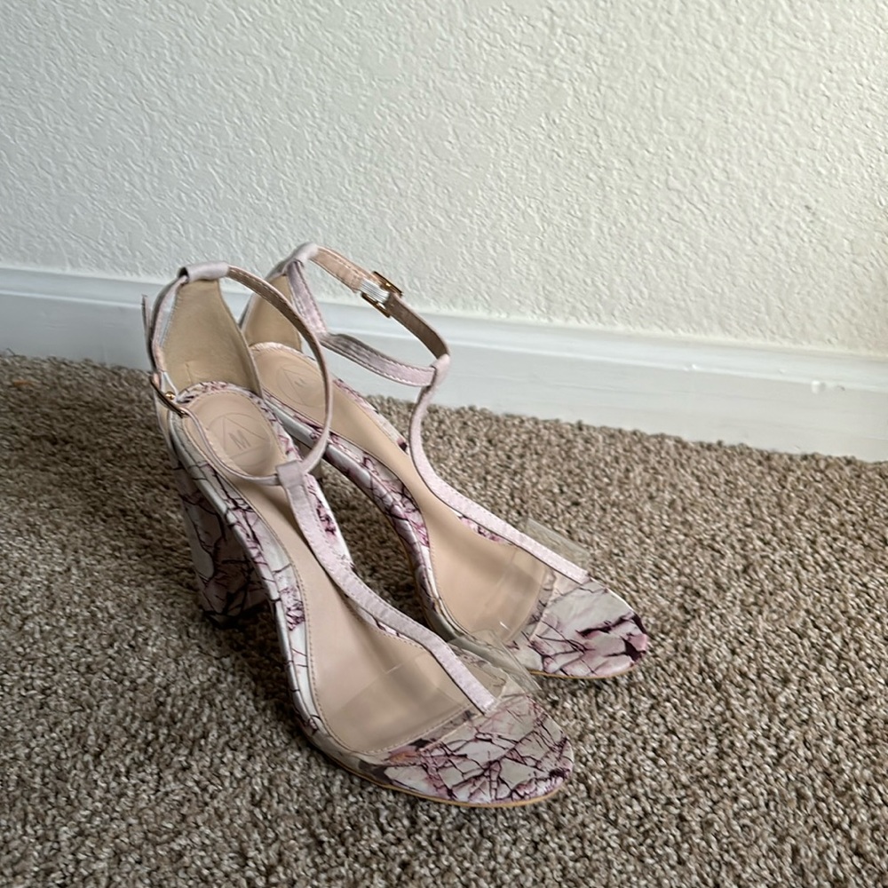 MG block heel sandal pink marble